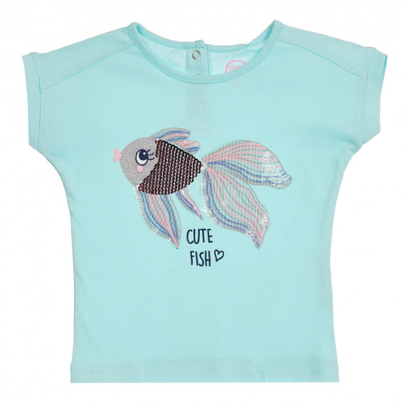 Тениска с апликация на риба, синя Cool club 279900 