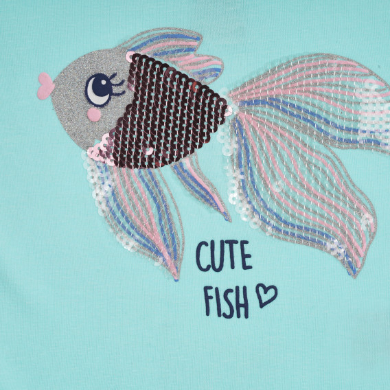 Тениска с апликация на риба, синя Cool club 279901 2