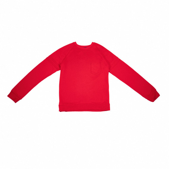 Блуза с дълъг ръкав и джобче за момче, червена Benetton 28019 