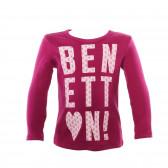 Блуза за момиче със свежо лого на марката с цветенца и сърце Benetton 28036 