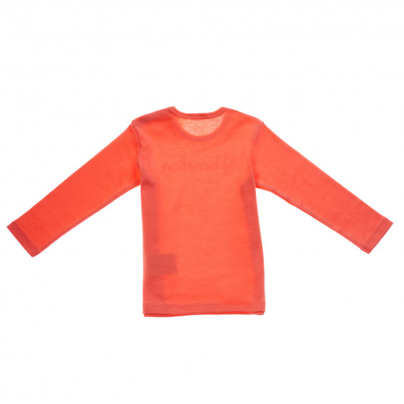 Памучна блуза с дълъг ръкав за момиче оранжева Benetton 28049 2