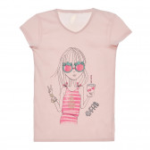 Памучна тениска с щампа, розова Cool club 280525 