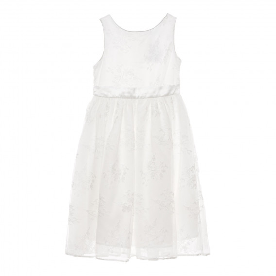 Официална рокля с дантела и текстилен колан, бяла Cool club 280529 