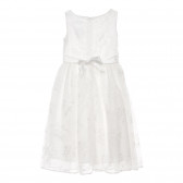 Официална рокля с дантела и текстилен колан, бяла Cool club 280532 4