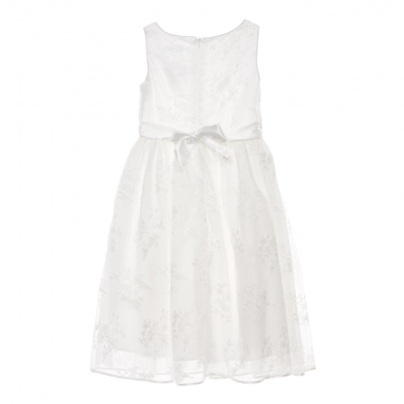 Официална рокля с дантела и текстилен колан, бяла Cool club 280532 4
