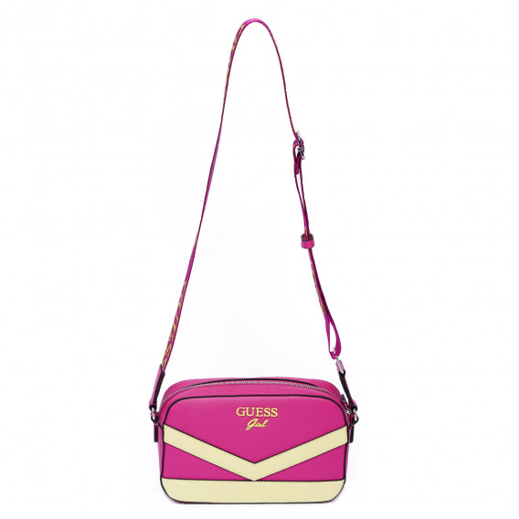 Чанта през рамо в розово с жълти акценти JORJA за момиче Guess 280736 