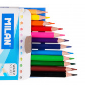 Цветни моливи, Акварелни, 2.9 mm, 12 цвята + четка Milan 281420 2