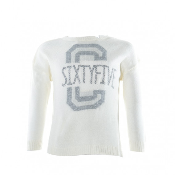 Пуловер за момиче със сива декорация с метални нишки Benetton 28148 