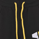 Памучен спортен панталон с жълто-бели акценти, черен Acar 281575 3