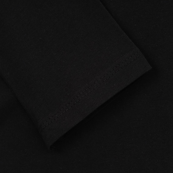 Памучна блуза с дълъг ръкав и надпис, черна Acar 281877 3