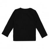 Памучна блуза с дълъг ръкав и надпис, черна Acar 281878 4
