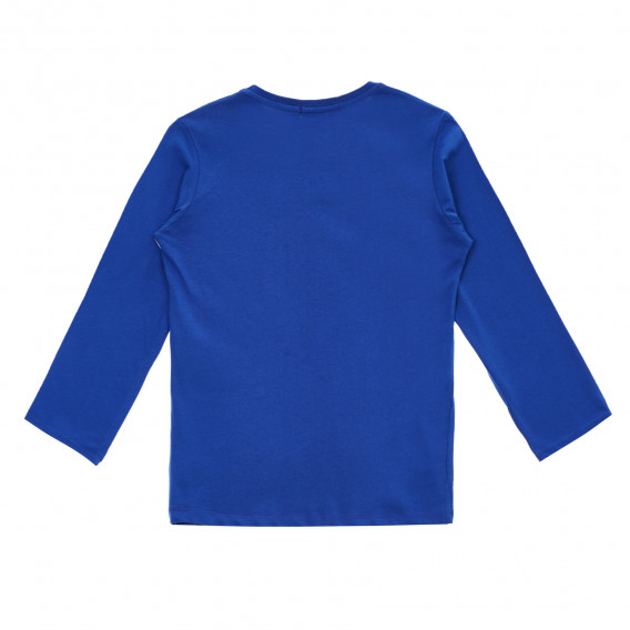 Памучна блуза с дълъг ръкав и надпис, синя Acar 281975 4