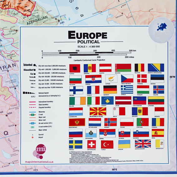 Дъска - карта на Европа 90X120 см Bi-Office 282208 2