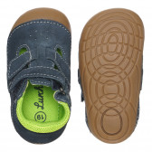 Велурени сандали със зелени акценти за бебе, сини LURCHI 283502 3