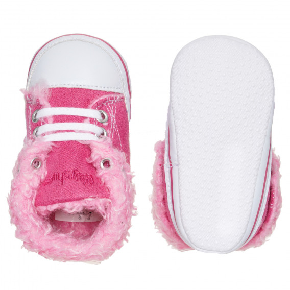 Буйки за бебе с пух и бели акценти, розови Playshoes 283778 3