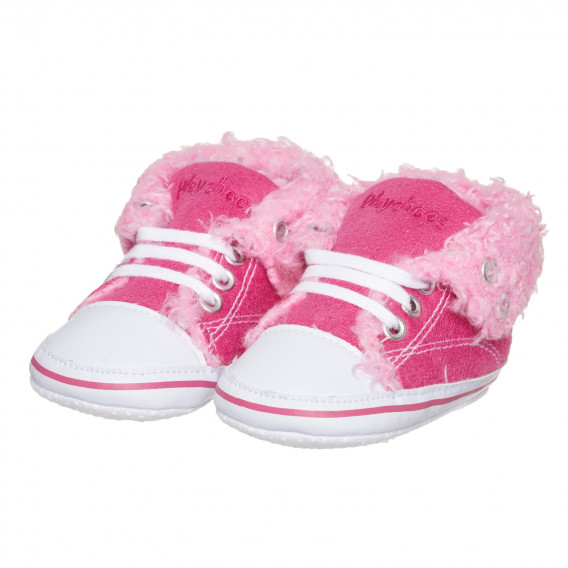 Буйки за бебе с пух и бели акценти, розови Playshoes 283780 