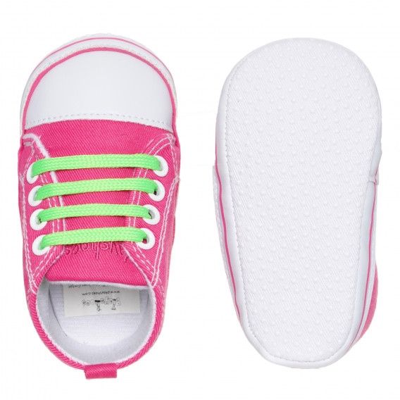Буйки тип кецове със зелени връзки, розови Playshoes 283818 3
