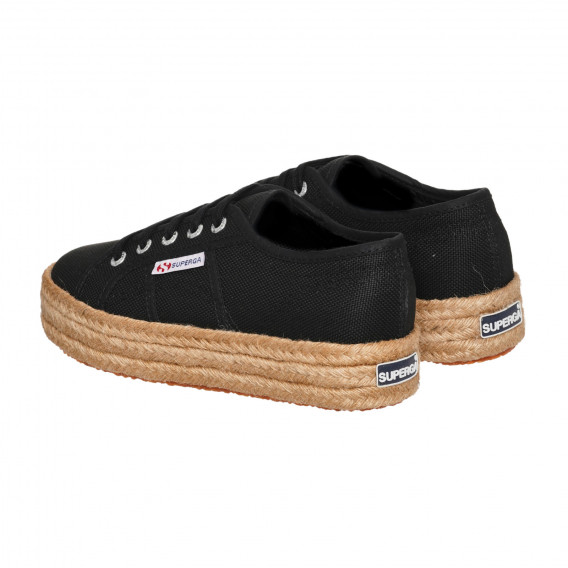 Текстилни обувки на платформа, черни Superga 283995 2