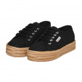 Текстилни обувки на платформа, черни Superga 283996 