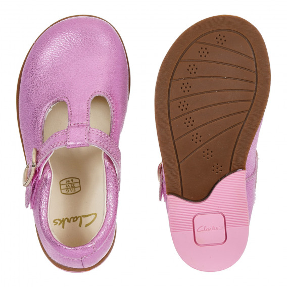 Кожени елегантни обувки за бебе, розови Clarks 284233 3