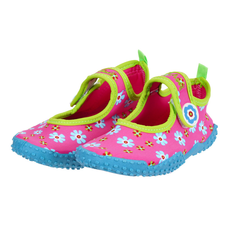 Аква обувки с флорален принт, розови  284383