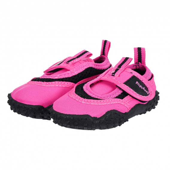 Аква обувки с велкро лепенка и черни акценти, розови Playshoes 284389 