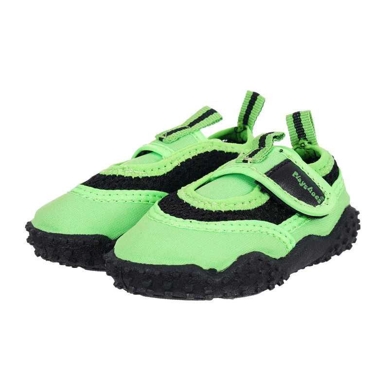 Аква обувки с велкро лепенка и черни акценти, зелени  284392