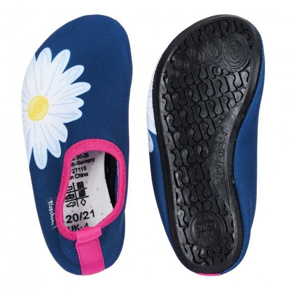 Аква обувки с апликация на маргаритка, сини Playshoes 284412 3