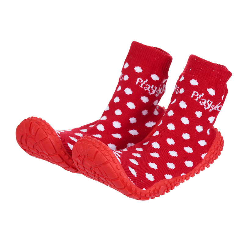 Аква обувки тип чорап с фигурален принт, червени  284519