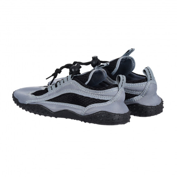 Аква обувки с ластични връзки и черни акценти, сиви Playshoes 284523 2
