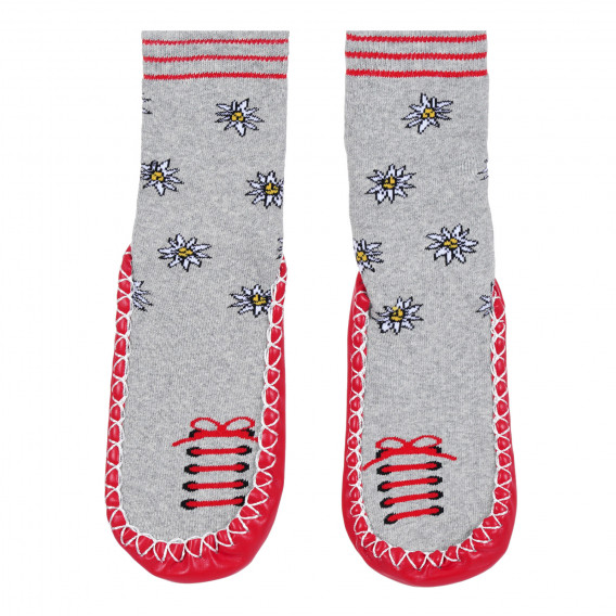 Пантофи-чорап с червени акценти, сиви Playshoes 284537 