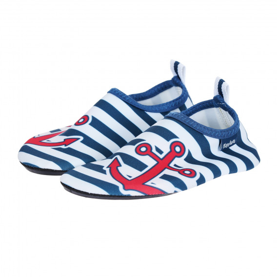Аква обувки в синьо и бяло райе с котва Playshoes 284546 
