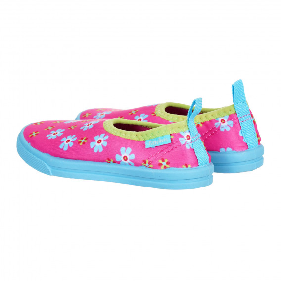 Аква обувки с флорален принт и сини акценти, розови Playshoes 284586 2