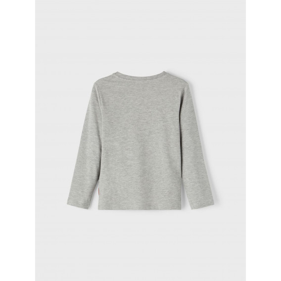 Блуза с дълъг ръкав от органичен памук с цветни елементи, сива Name it 285167 2