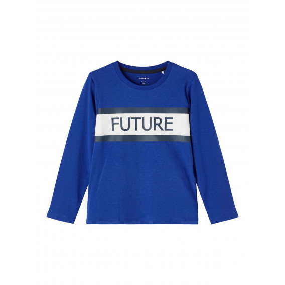Блуза с дълъг ръкав от органичен памук Future, синя Name it 285169 