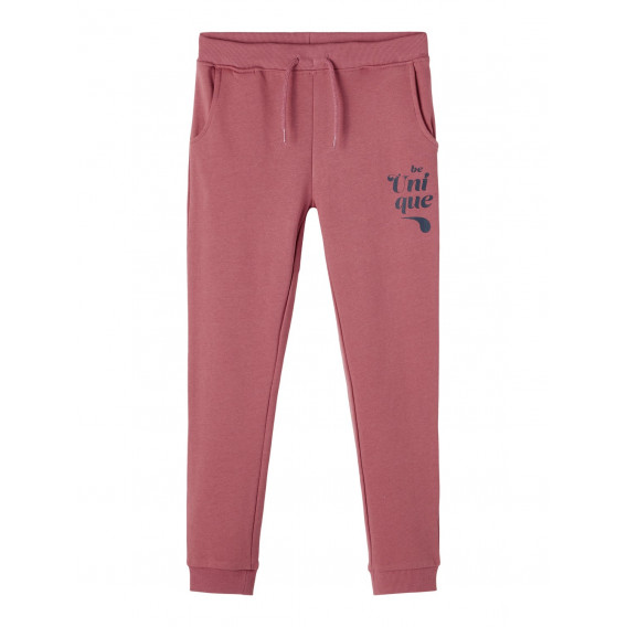 Спортен панталон от органичен памук Be unique, розов Name it 285256 