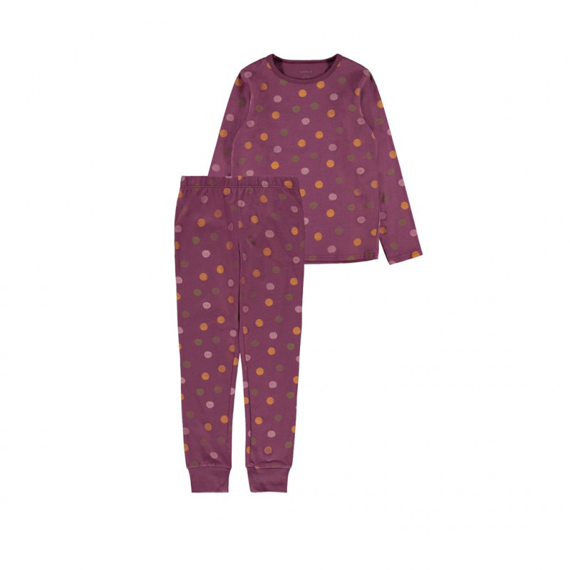 Пижама от органичен памук с фигурален принт, лилава  285342