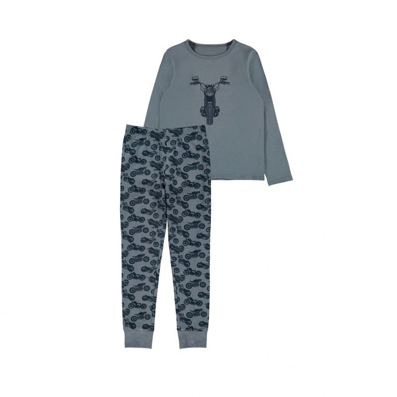 Пижама от органичен памук BIKE, синя  285433