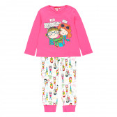 Памучна пижама в розово и бяло Boboli 286120 