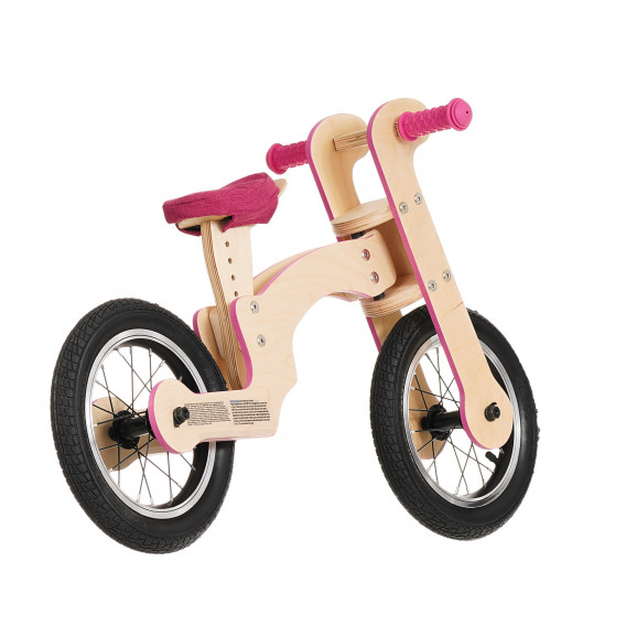 Дървено колело за баланс, Пипело, 12", цвят: розов Pippello Bikes 286231 5