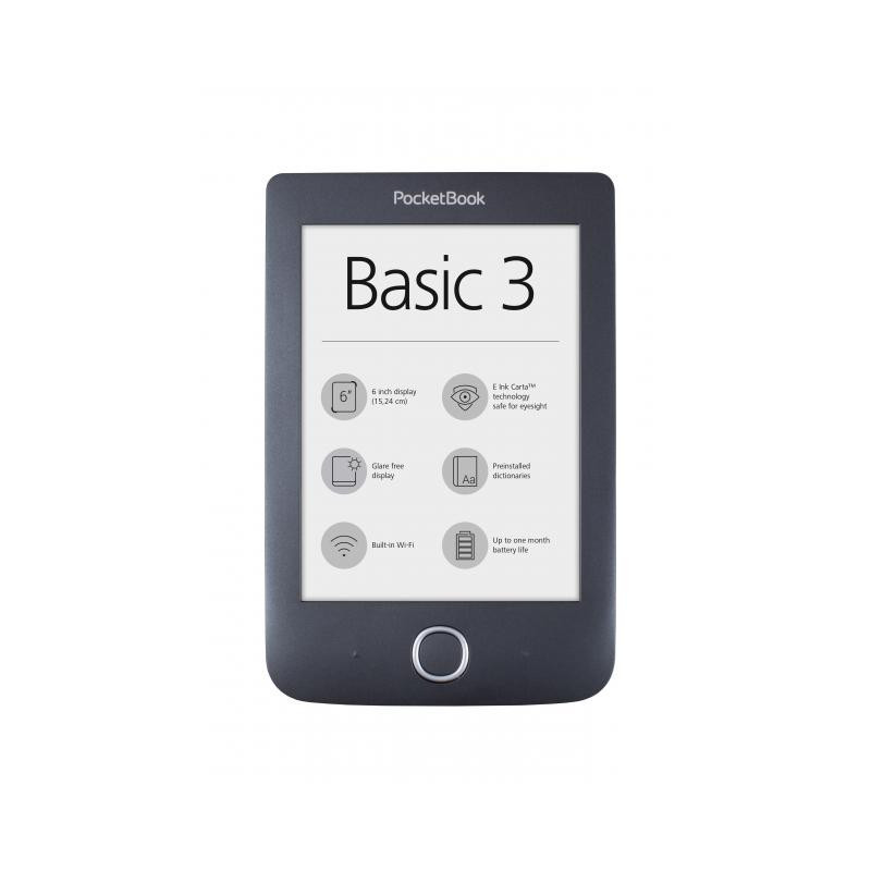Ebook четец pocketbook basic3 pb614-2, 6", черен  2870