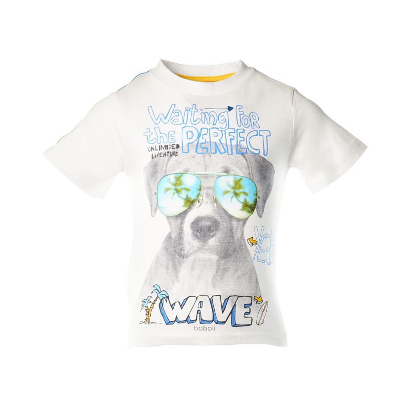 Памучна тениска с принт на куче за момче  28723