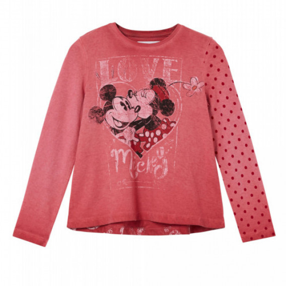 Блуза с дълъг ръкав Mickey and Minnie Mouse, розова DESIGUAL 287534 