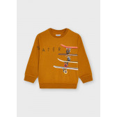 Пуловер с апликация на скейтборди за момче, оранжев Mayoral 287760 