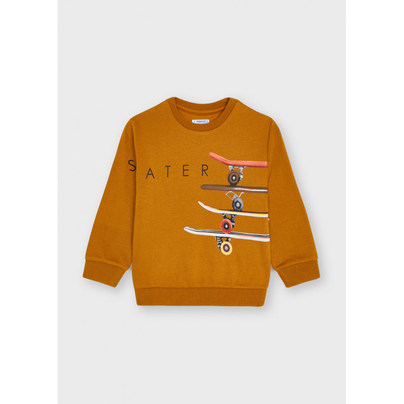 Пуловер с апликация на скейтборди за момче, оранжев  287760