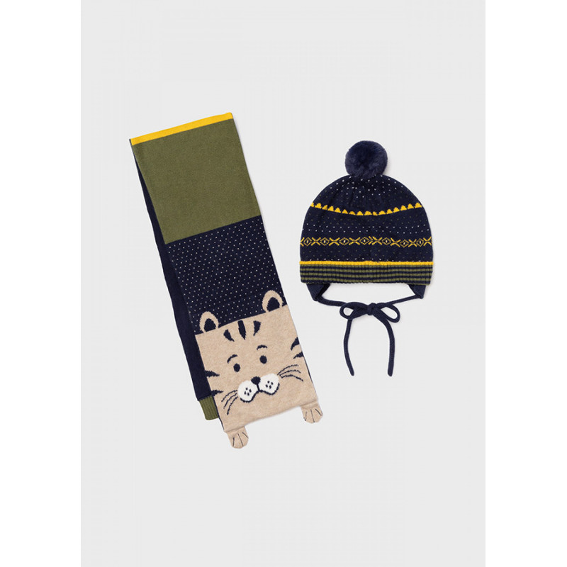 Комплект шапка и шал Cat за бебе момче, зелен  287807