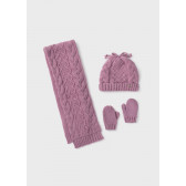Комплект от шапка, шал и ръкавички за бебе момиче, лилав Mayoral 287810 