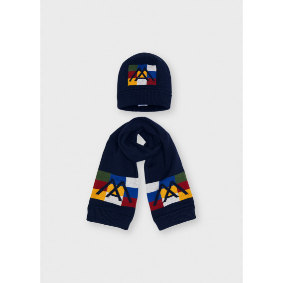 Комплект от шапка и шал с графичен принт за момче, тъмносин Mayoral 287812 
