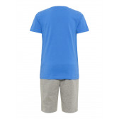 Памучен комплект тениска с къси панталони за момче синьо и сиво Name it 28849 2