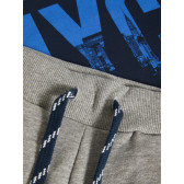 Памучен комплект тениска с къси панталони за момче синьо и сиво Name it 28852 5